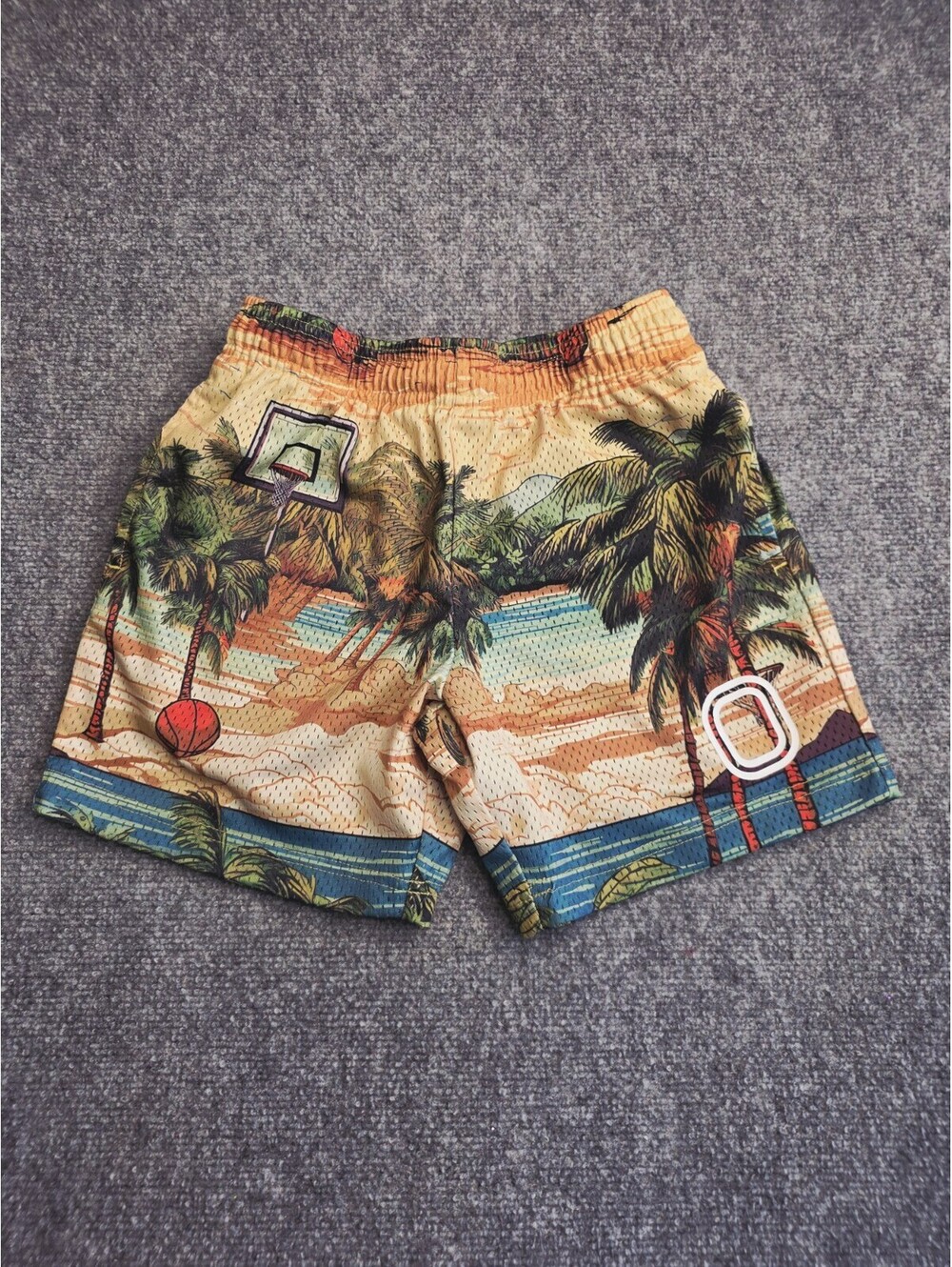 Overtime Paradise Palm Mesh Basketball Shorts Youth Large Y-XL Tropical EUC